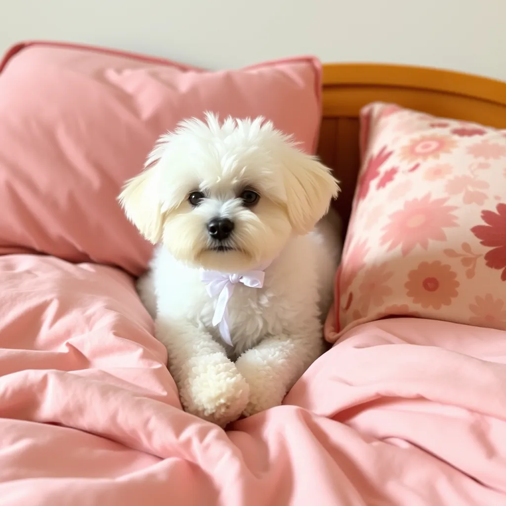 bichonmaltes en una cama